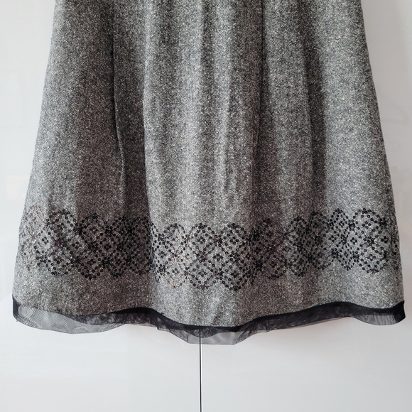 Loft Gray Sequin Wool Blend Skirt - Picture 4 of 10